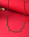 Jewels Nest Elegant Black Beads Mangalsutra with Green & Red Stone Drops – Silver Finish - Distacart