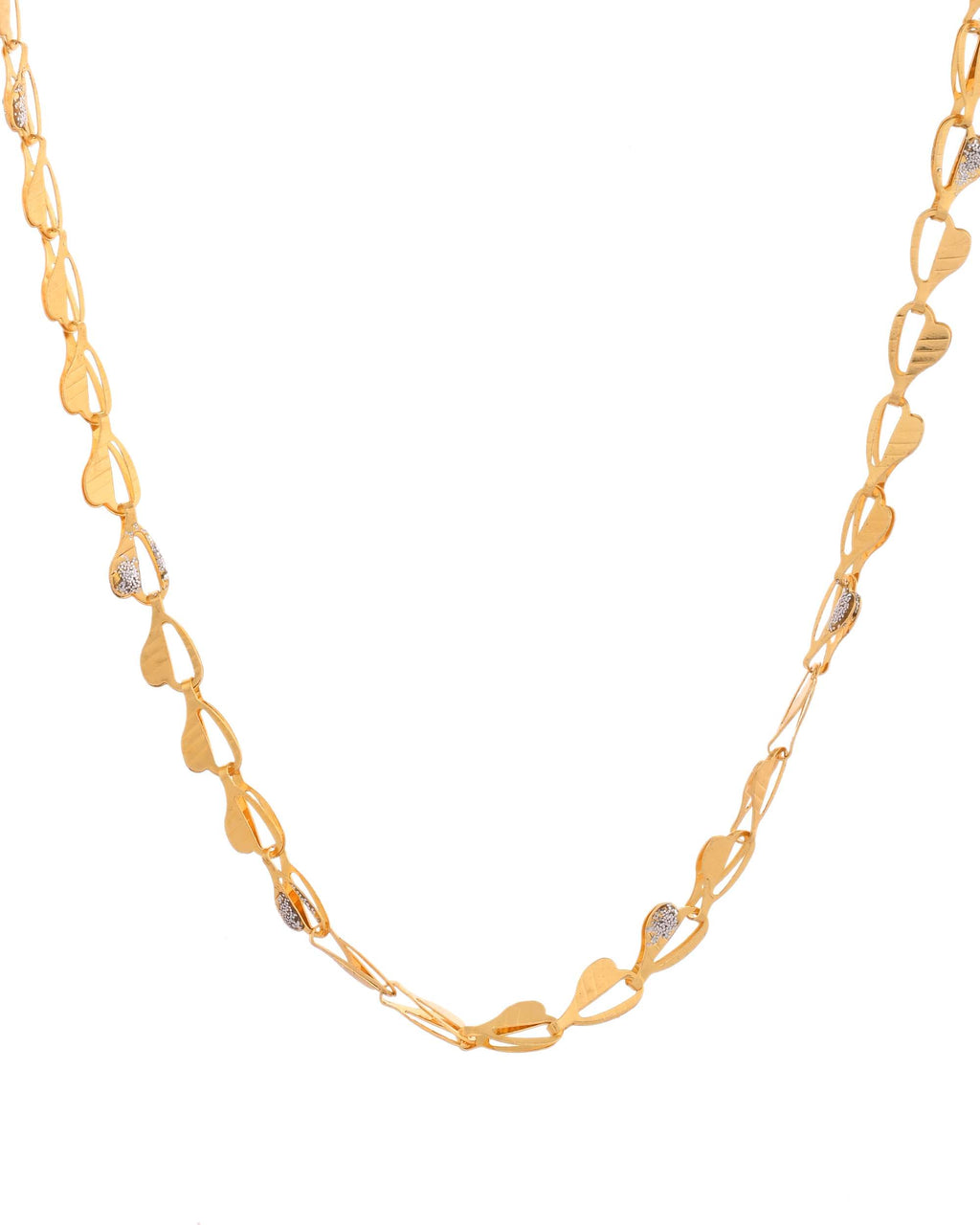 Jewels Nest Gold-Toned Heart Leaf Pattern Chain Necklace - Distacart
