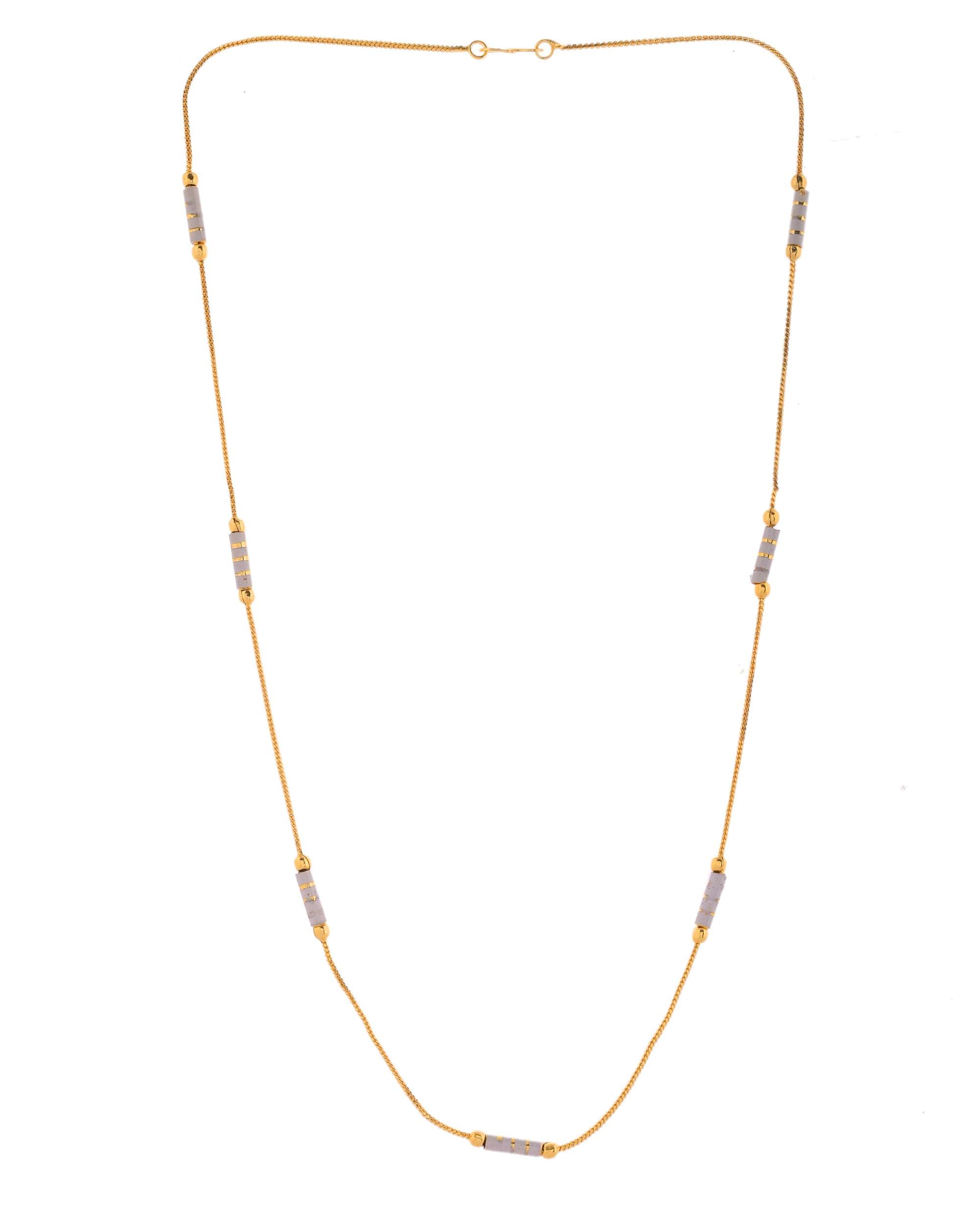 Jewels Nest Dual-Tone Cylinder Beads Gold Chain - Distacart