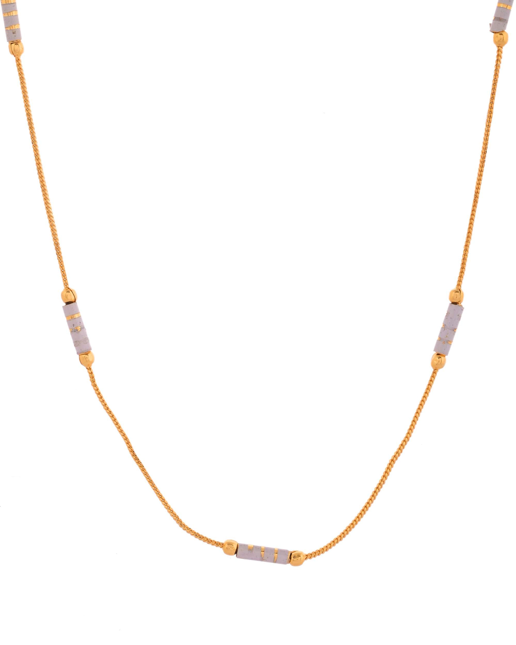 Jewels Nest Dual-Tone Cylinder Beads Gold Chain - Distacart