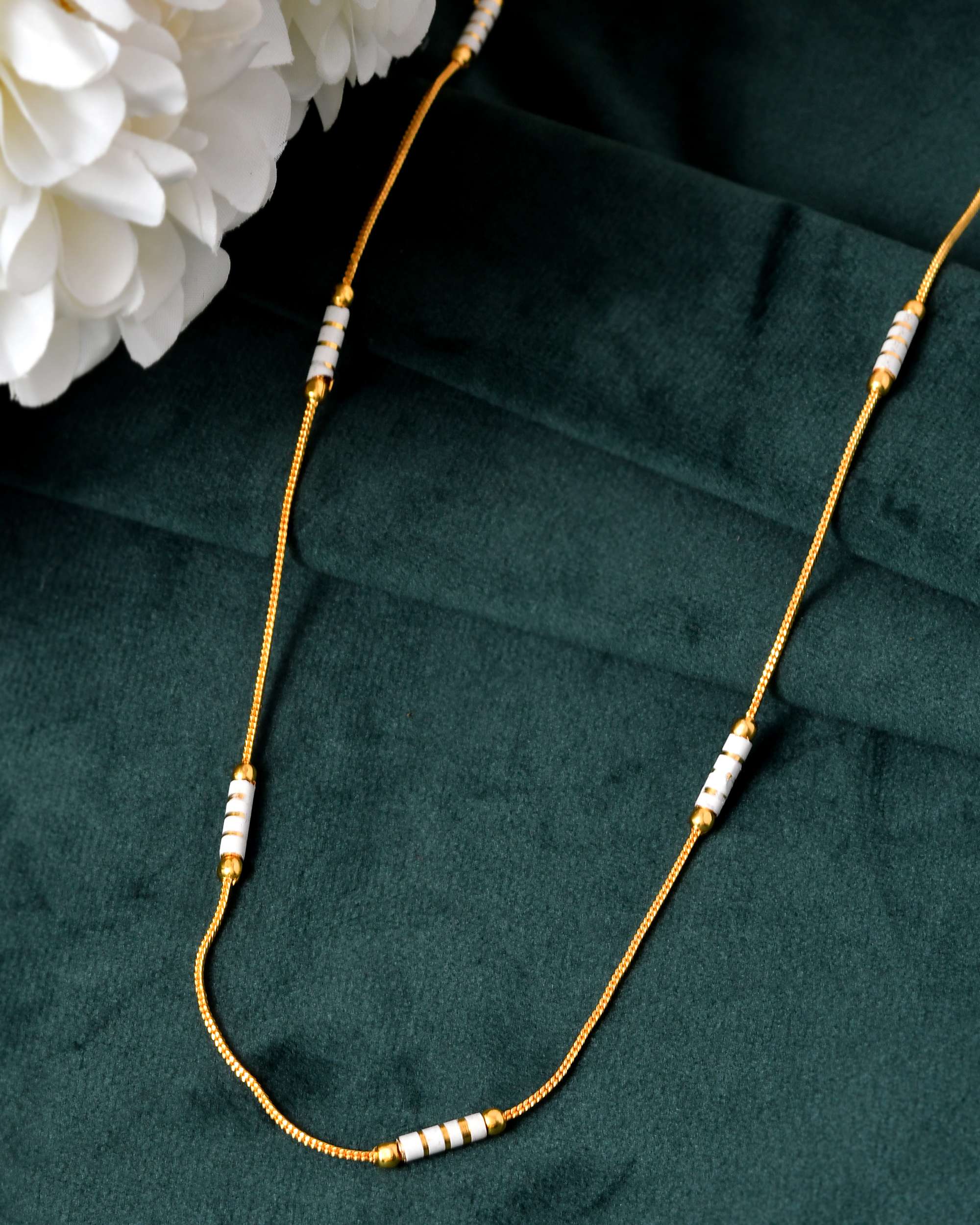 Jewels Nest Dual-Tone Cylinder Beads Gold Chain - Distacart