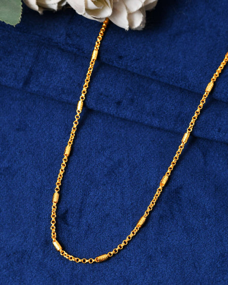 Jewels Nest Subtle Cylinder-Link Gold Necklace