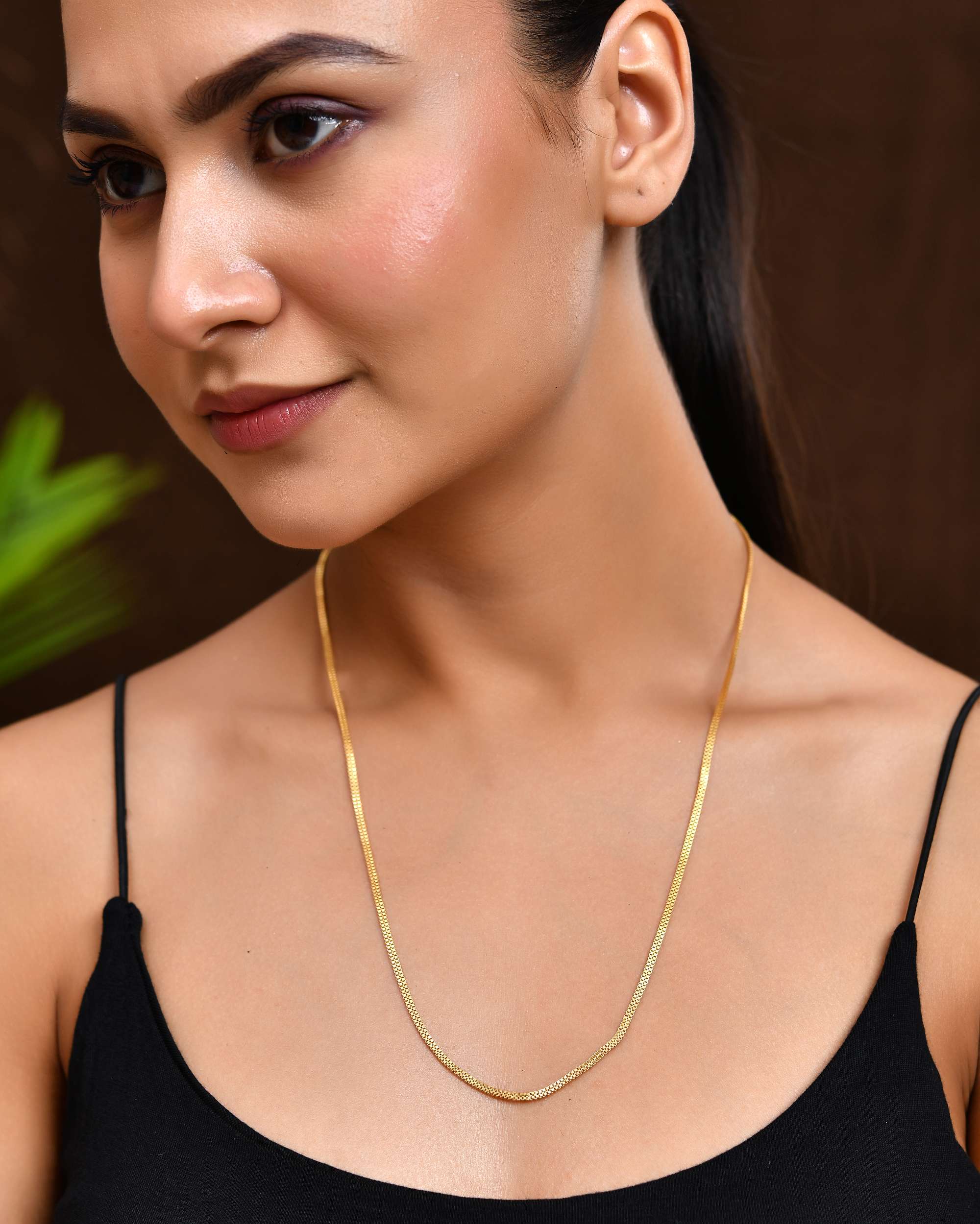Jewels Nest Minimalist High-Gloss Gold Chain - Distacart