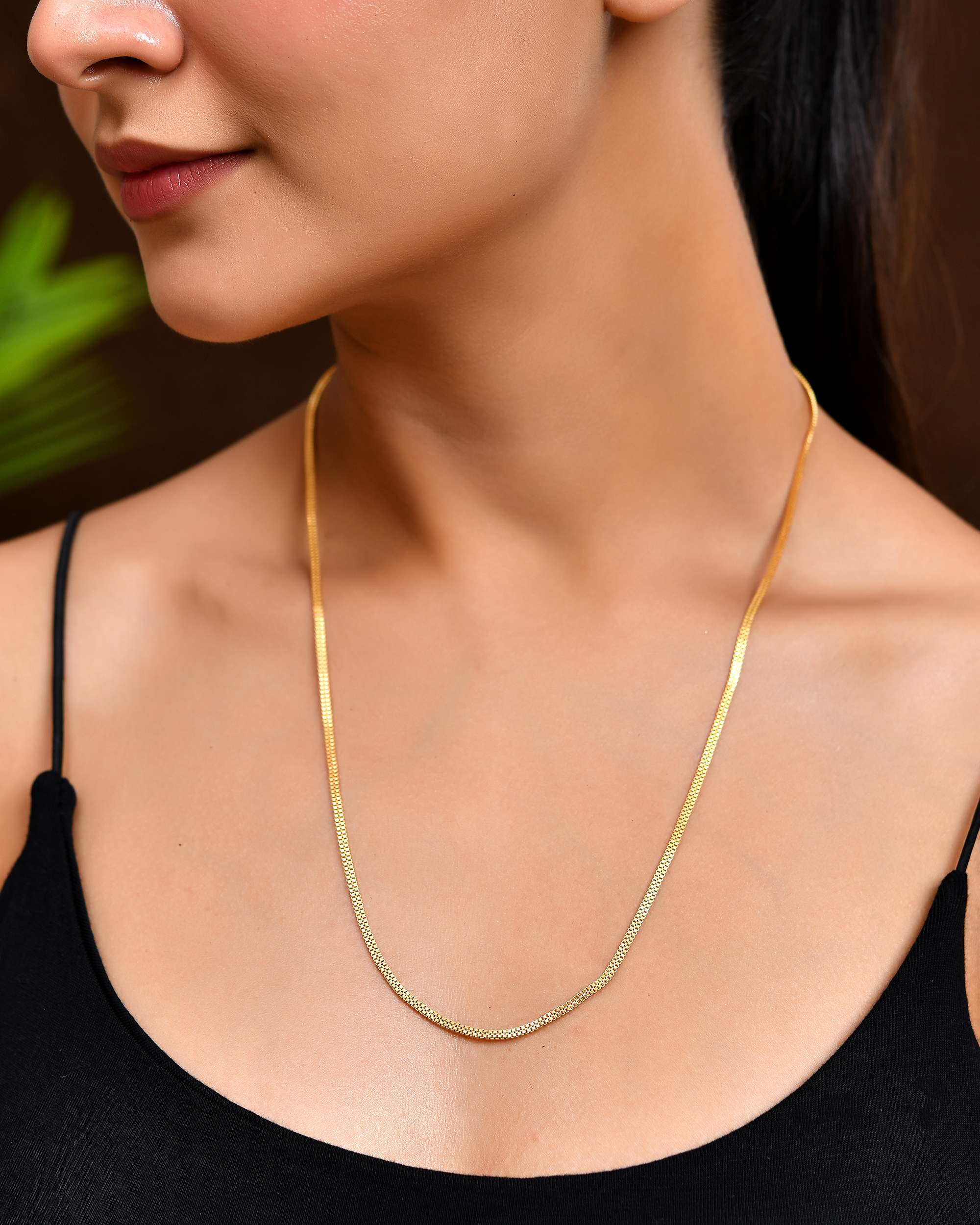 Jewels Nest Minimalist High-Gloss Gold Chain - Distacart