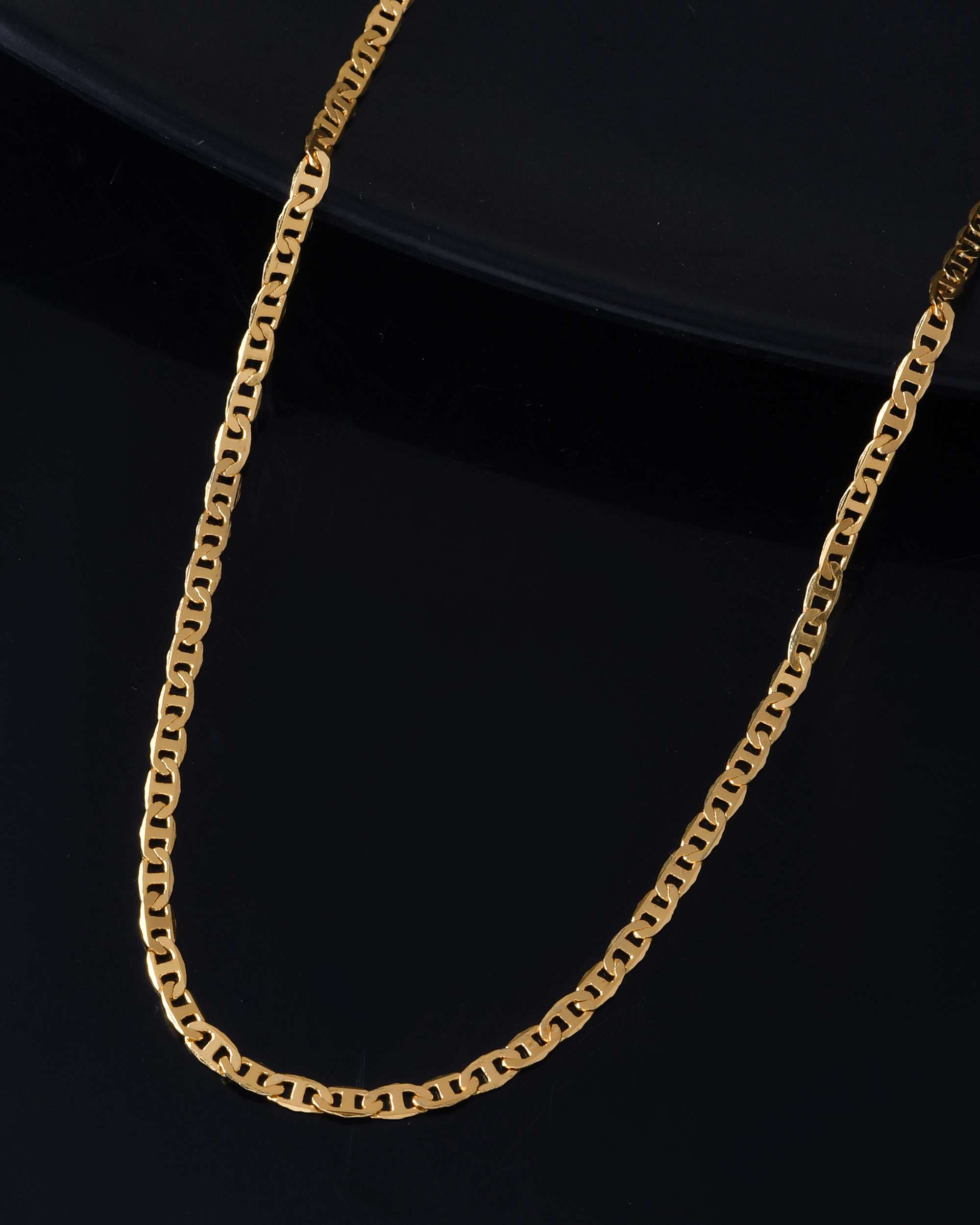 Jewels Nest Classic Glossy Gold-Tone Flat Chain for Men & Women - Distacart