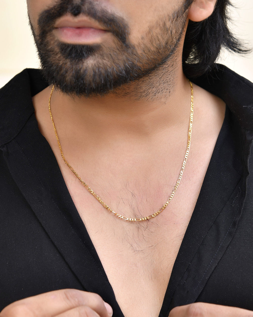 Jewels Nest Men’s Gold-Polished Stainless Steel Figaro Chain