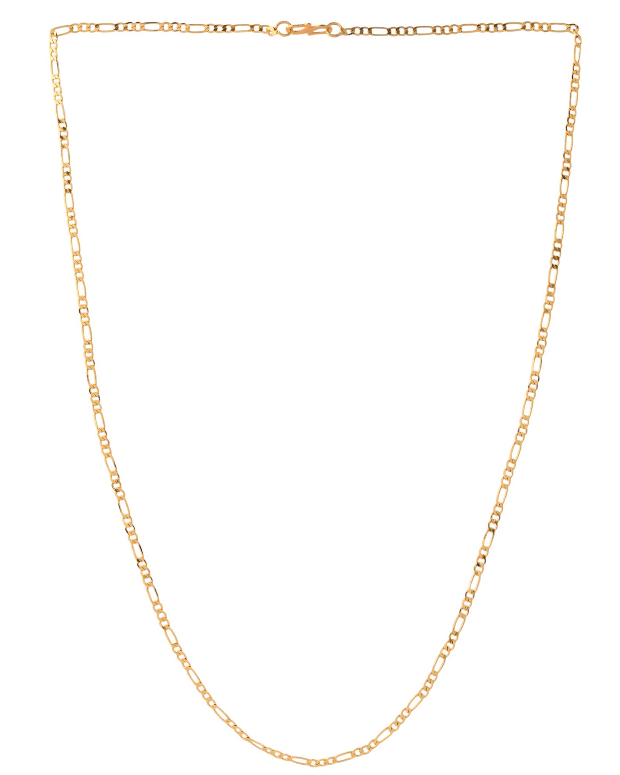 Jewels Nest Men’s Gold-Polished Stainless Steel Figaro Chain