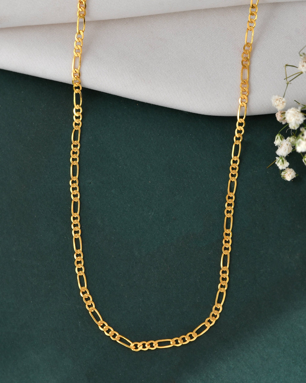 Jewels Nest Men’s Gold-Polished Stainless Steel Figaro Chain