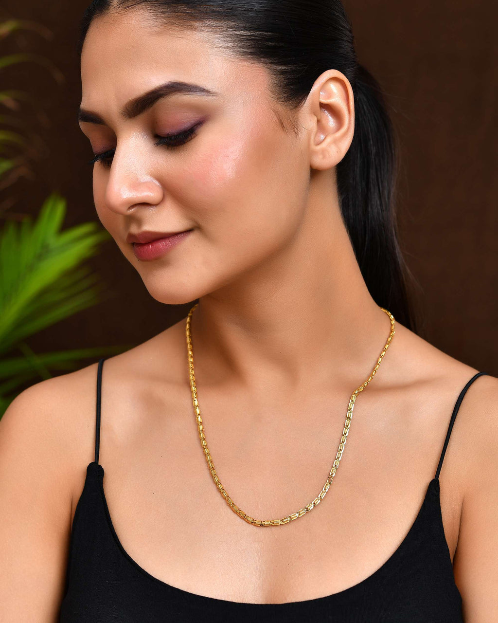 Jewels Nest Textured Barrel-Style Gold Chain Necklace – Luxurious Daily Wear - Distacart
