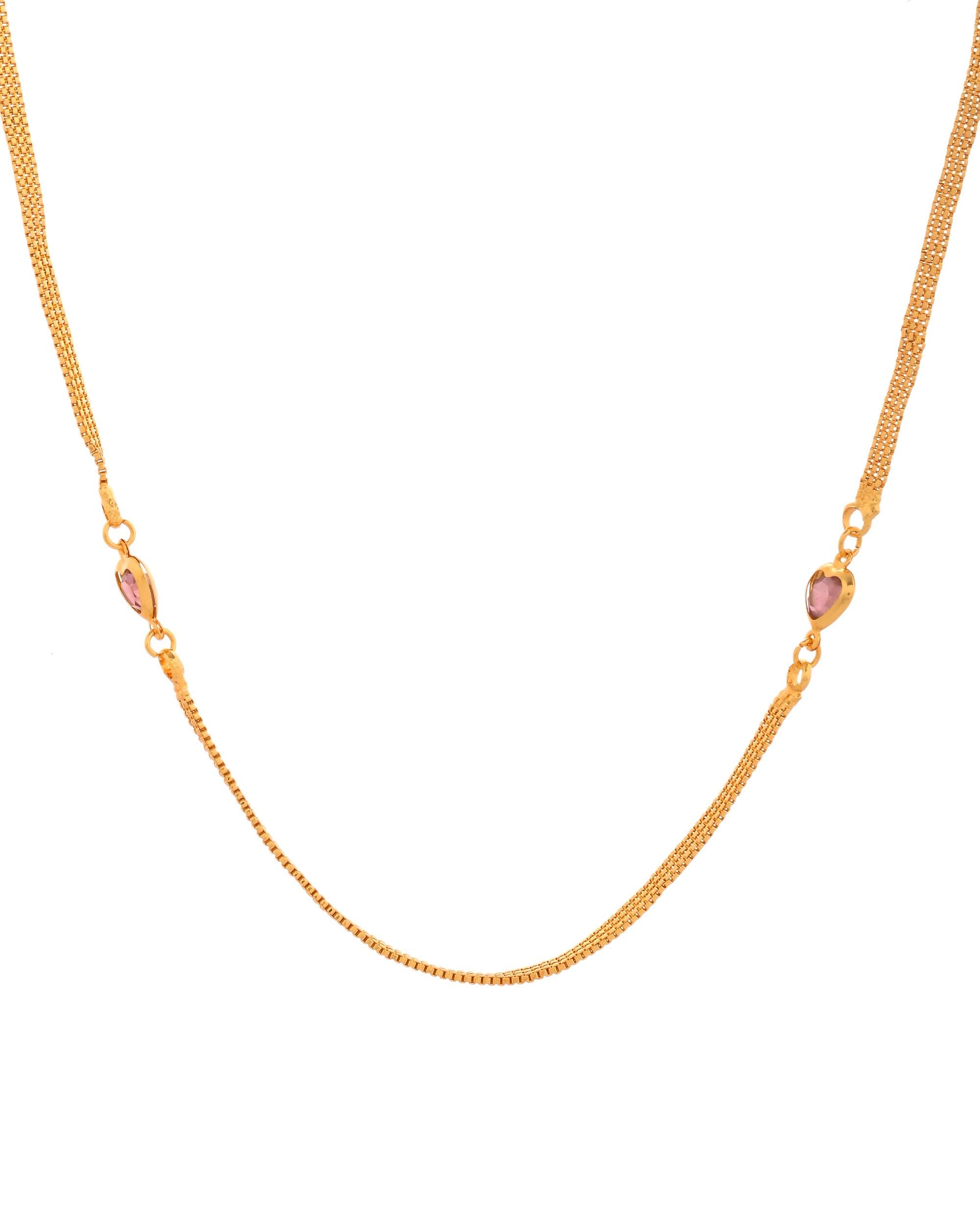 Jewels Nest Gold Plated Chain with Purple Heart Charms – Romantic Design - Distacart