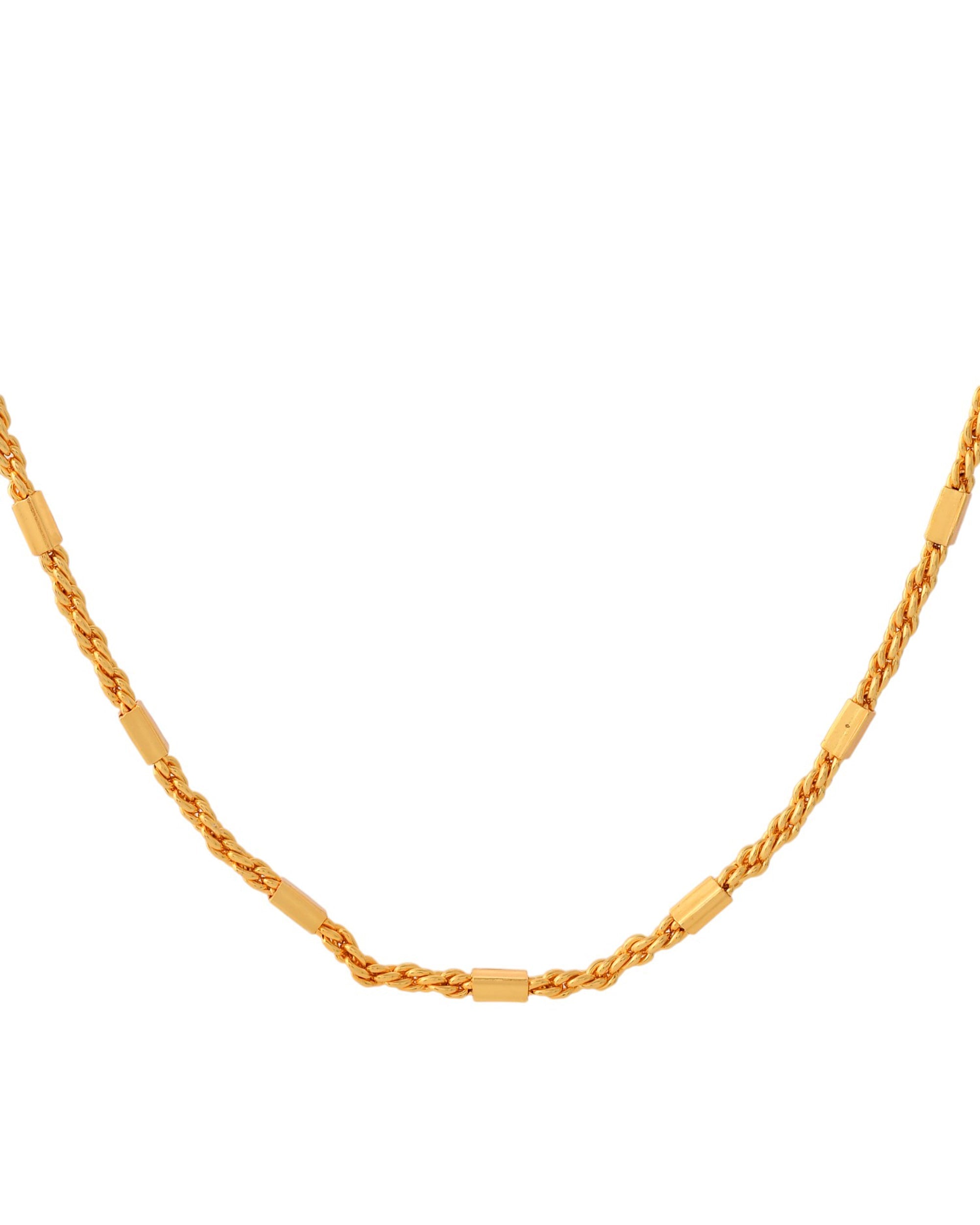 Jewels Nest Men’s Gold-Polished Stainless Steel Rascha Pipe Chain