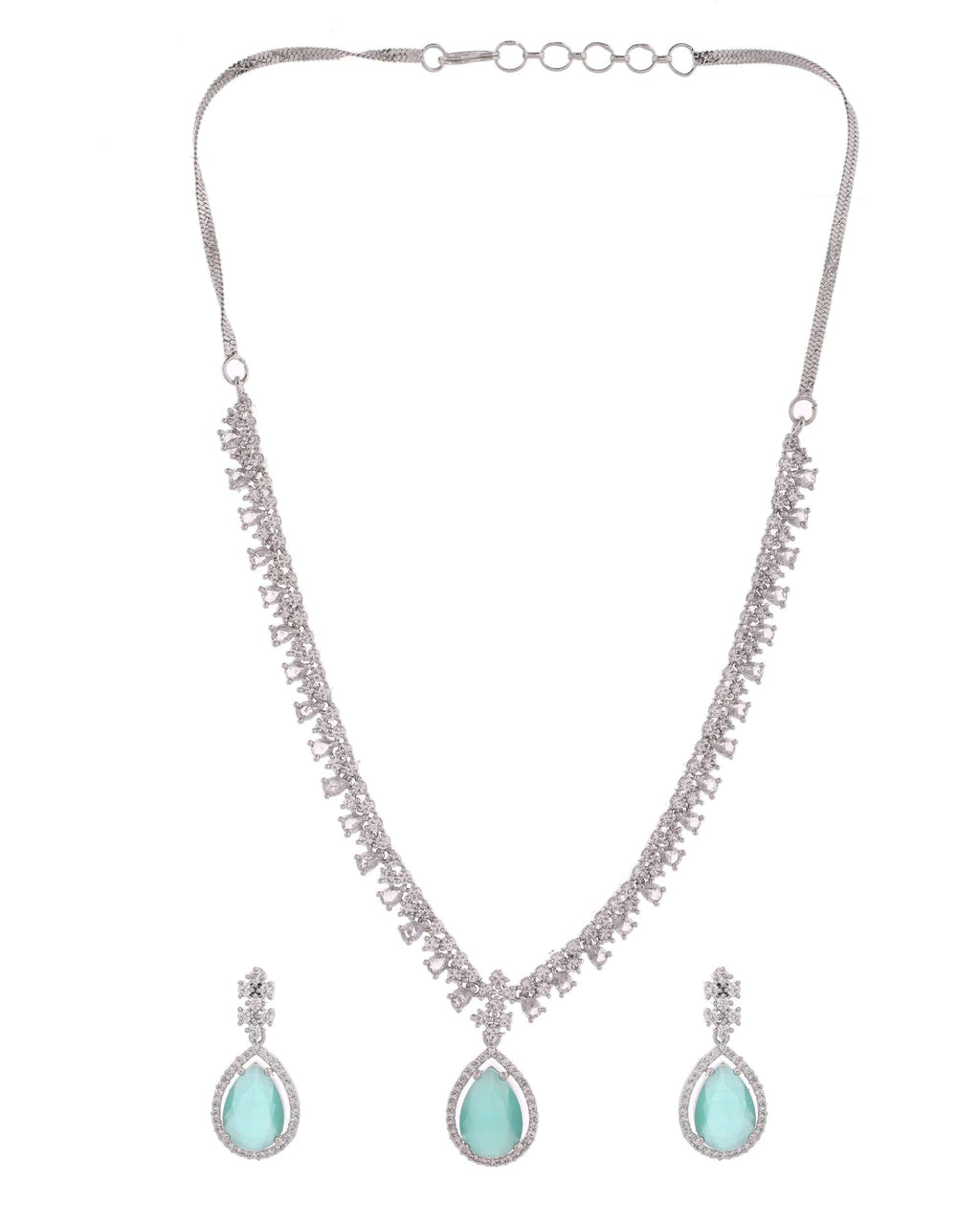 Jewels Nest Silver-Plated American Diamond & Cubic Zirconia Studded Jewellery Set