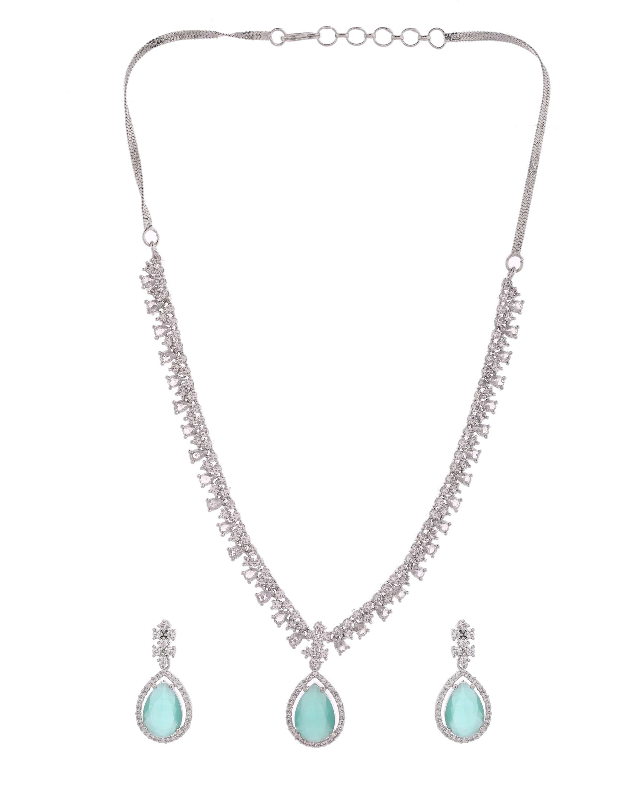 Jewels Nest Silver-Plated American Diamond & Cubic Zirconia Studded Jewellery Set