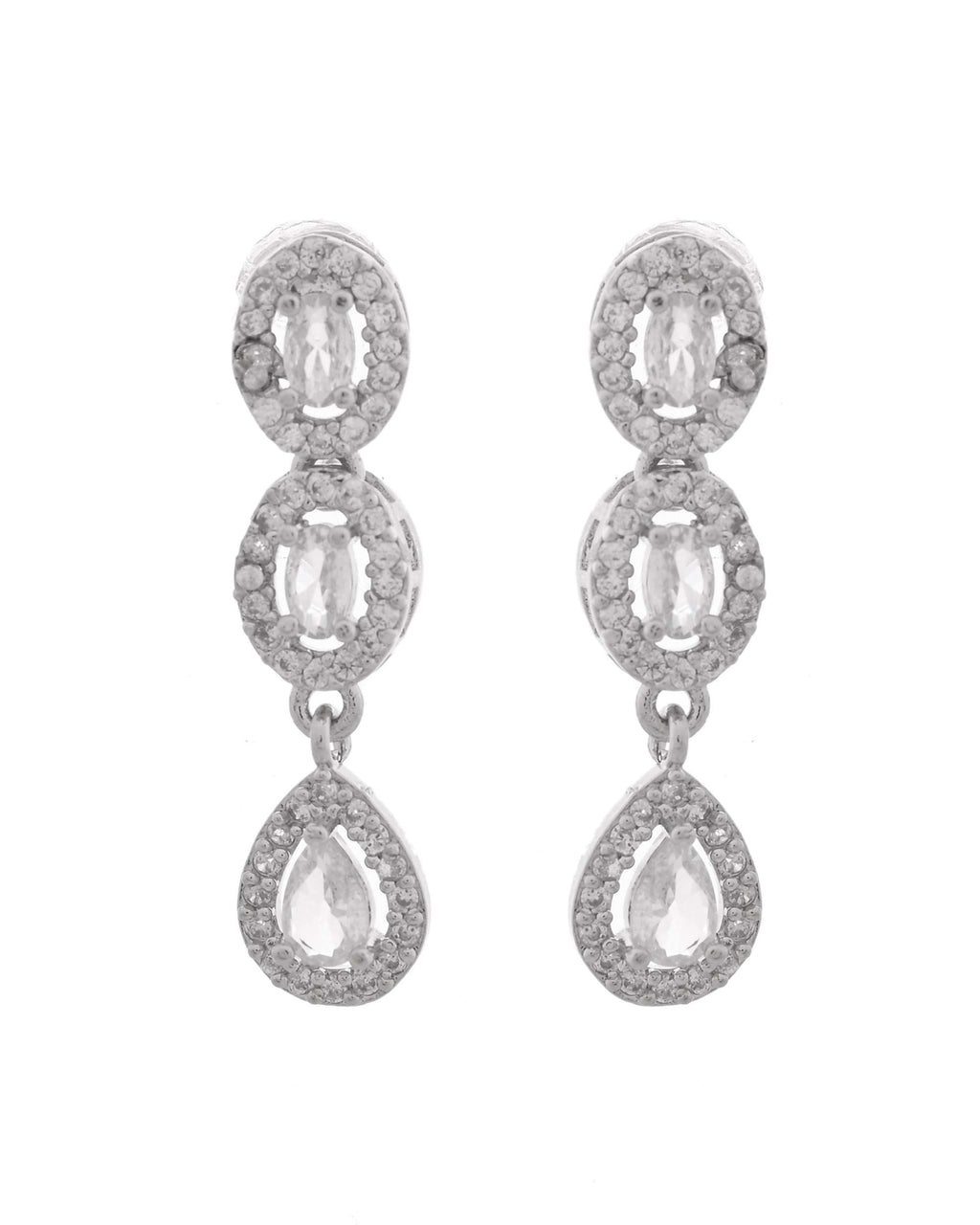 Jewels Nest Elegant American Diamond-Studded Necklace Set in Rhodium Finish