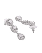 Jewels Nest Elegant American Diamond-Studded Necklace Set in Rhodium Finish