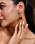 Jewels Nest Gold-Tone Cherry Drop Earrings with Crystal Studs for Women