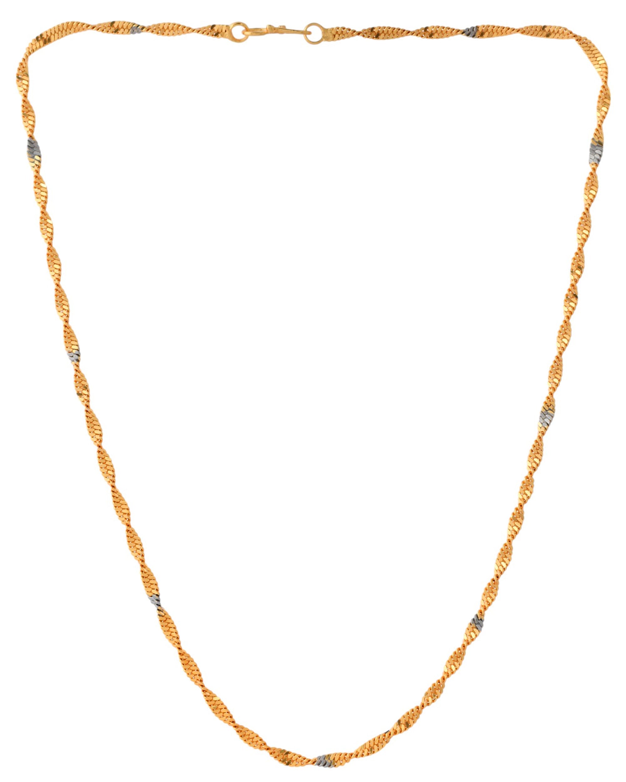 Jewels Nest Elegant Gold-Polished Twisted Brass Chains with Sparkling Silver Accents