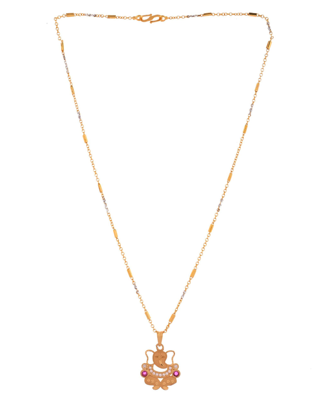 Jewels Nest Traditional Gold-Tone Pendant Chain with Ruby Accents - Distacart