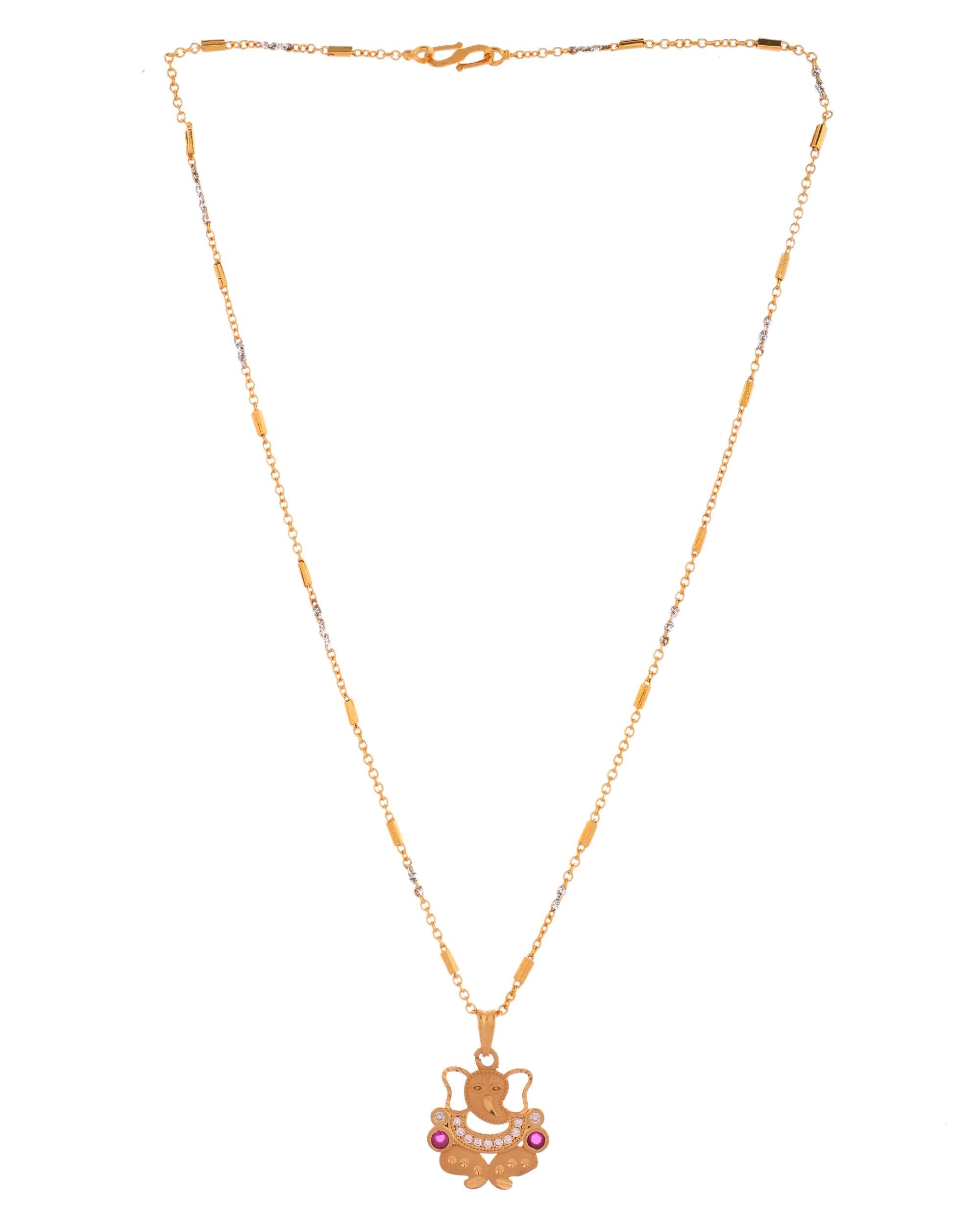 Jewels Nest Traditional Gold-Tone Pendant Chain with Ruby Accents - Distacart