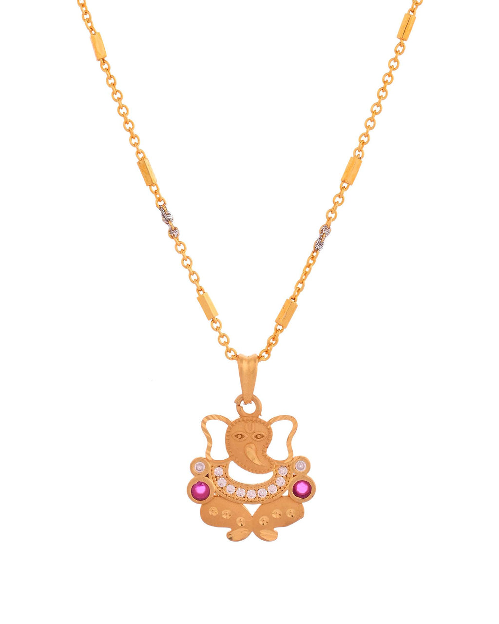 Jewels Nest Traditional Gold-Tone Pendant Chain with Ruby Accents - Distacart