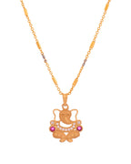 Jewels Nest Traditional Gold-Tone Pendant Chain with Ruby Accents - Distacart