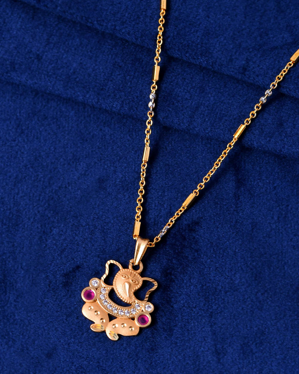 Jewels Nest Traditional Gold-Tone Pendant Chain with Ruby Accents - Distacart