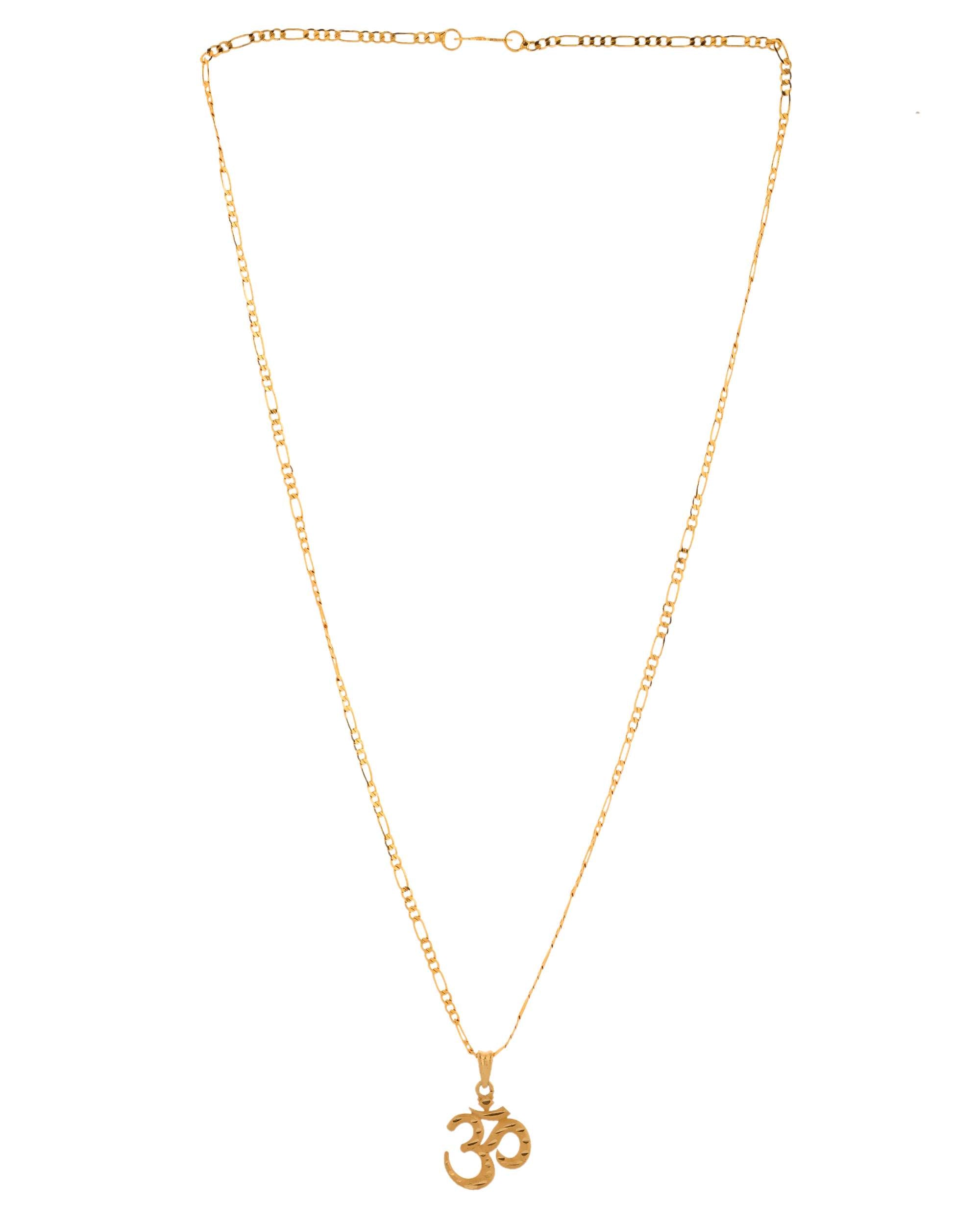 Jewels Nest Gold-Toned Om Pendant Chain for Men & Women | Devotional Lord Shiva Jewelry - Distacart