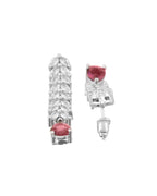 Jewels Nest Ruby Pink Diamond-Style Necklace Set With Matching Drop Earrings