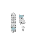Jewels Nest Mint Green Diamond-Style Necklace Set With Drop Earrings