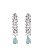 Jewels Nest Mint Green Diamond-Style Necklace Set With Drop Earrings