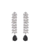 Jewels Nest Black Stone Diamond-Style Necklace Set With Drop Earrings