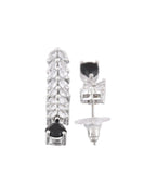 Jewels Nest Black Stone Diamond-Style Necklace Set With Drop Earrings
