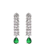 Jewels Nest Emerald Green Diamond-Style Necklace Set With Drop Earrings