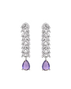 Jewels Nest Purple Stone Diamond-Style Necklace Set With Drop Earrings