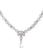 Jewels Nest Classic Diamond-Style Floral Necklace Set With Drop Earrings