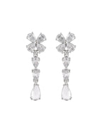 Jewels Nest Classic Diamond-Style Floral Necklace Set With Drop Earrings