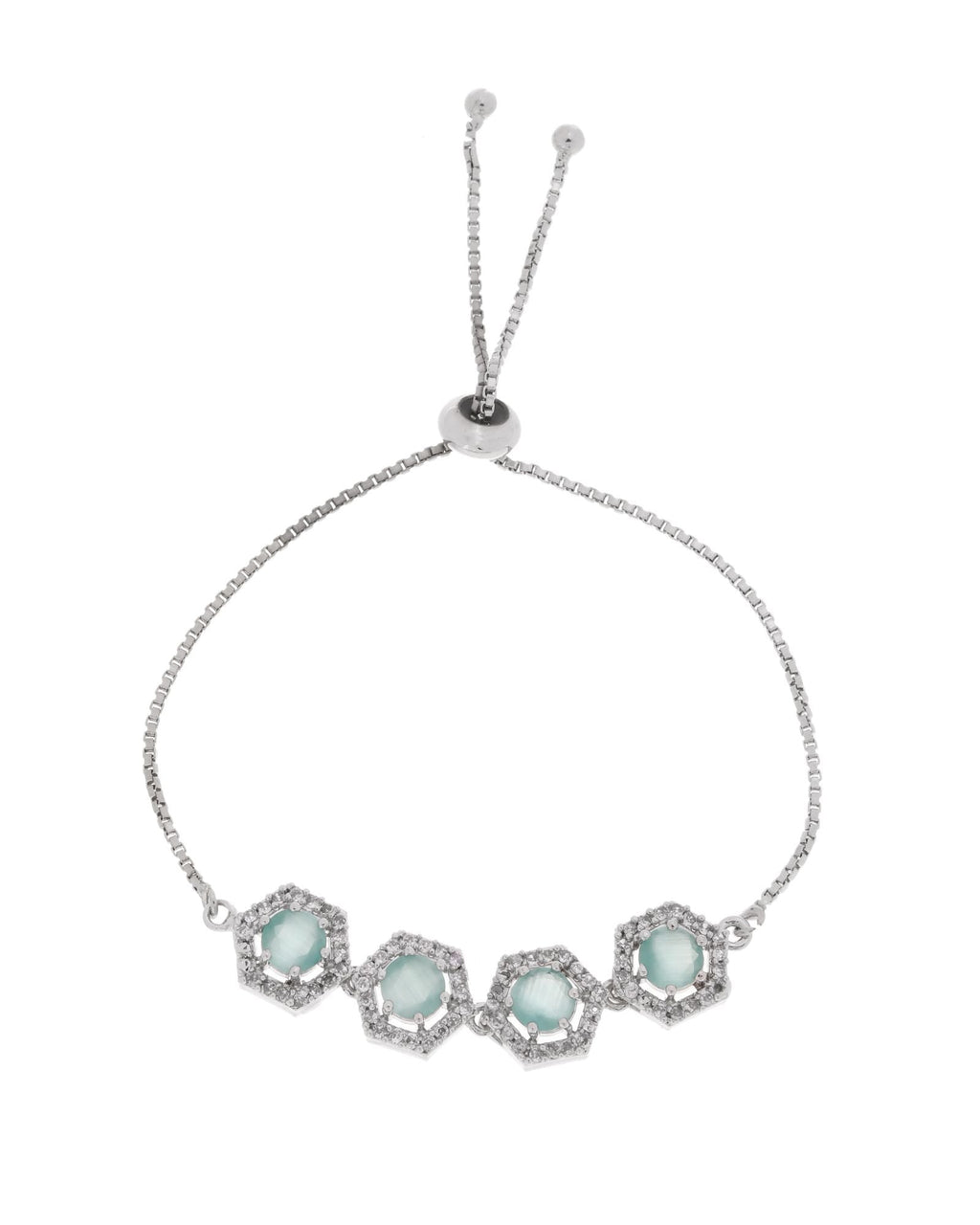 Jewels Nest Mint Green Stone Diamond-Style Adjustable Bracelet For Women - Distacart
