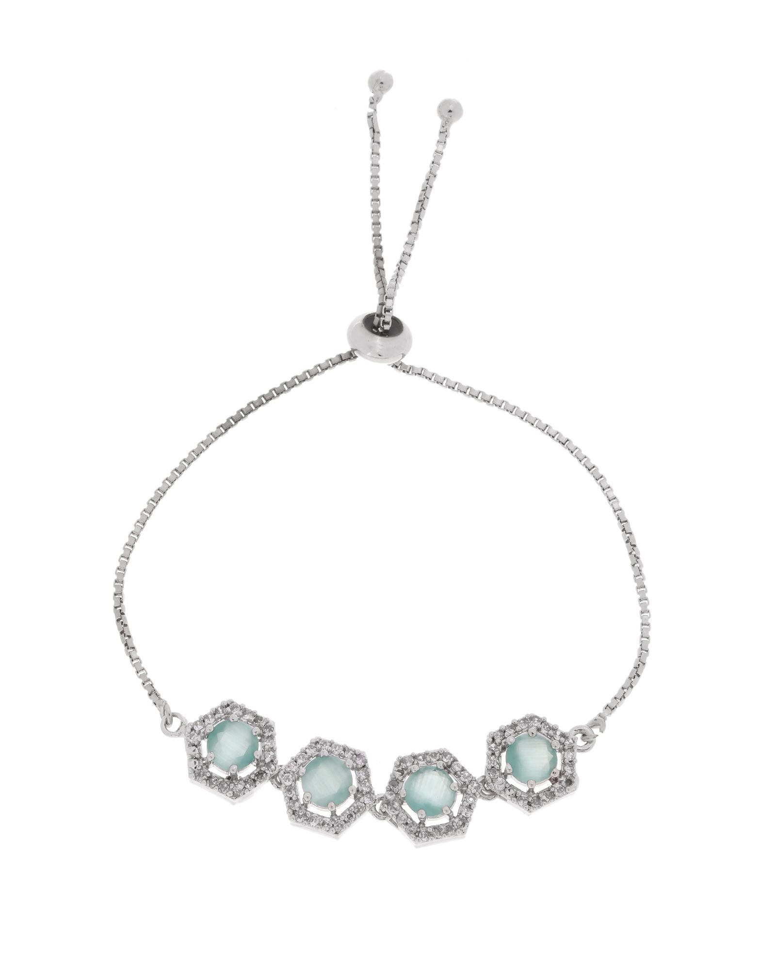 Jewels Nest Mint Green Stone Diamond-Style Adjustable Bracelet For Women - Distacart