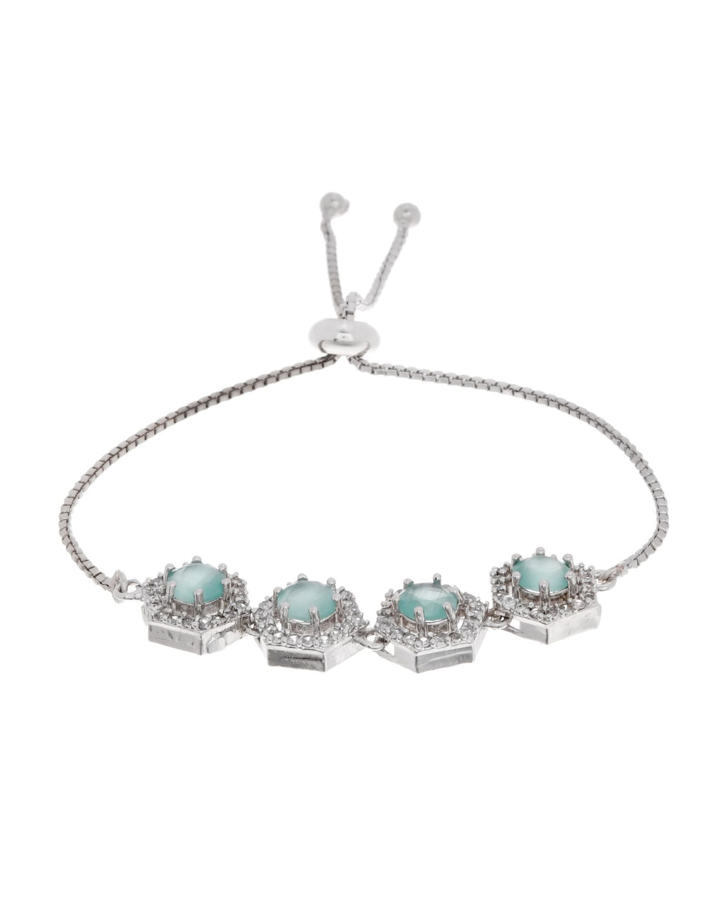Jewels Nest Mint Green Stone Diamond-Style Adjustable Bracelet For Women - Distacart
