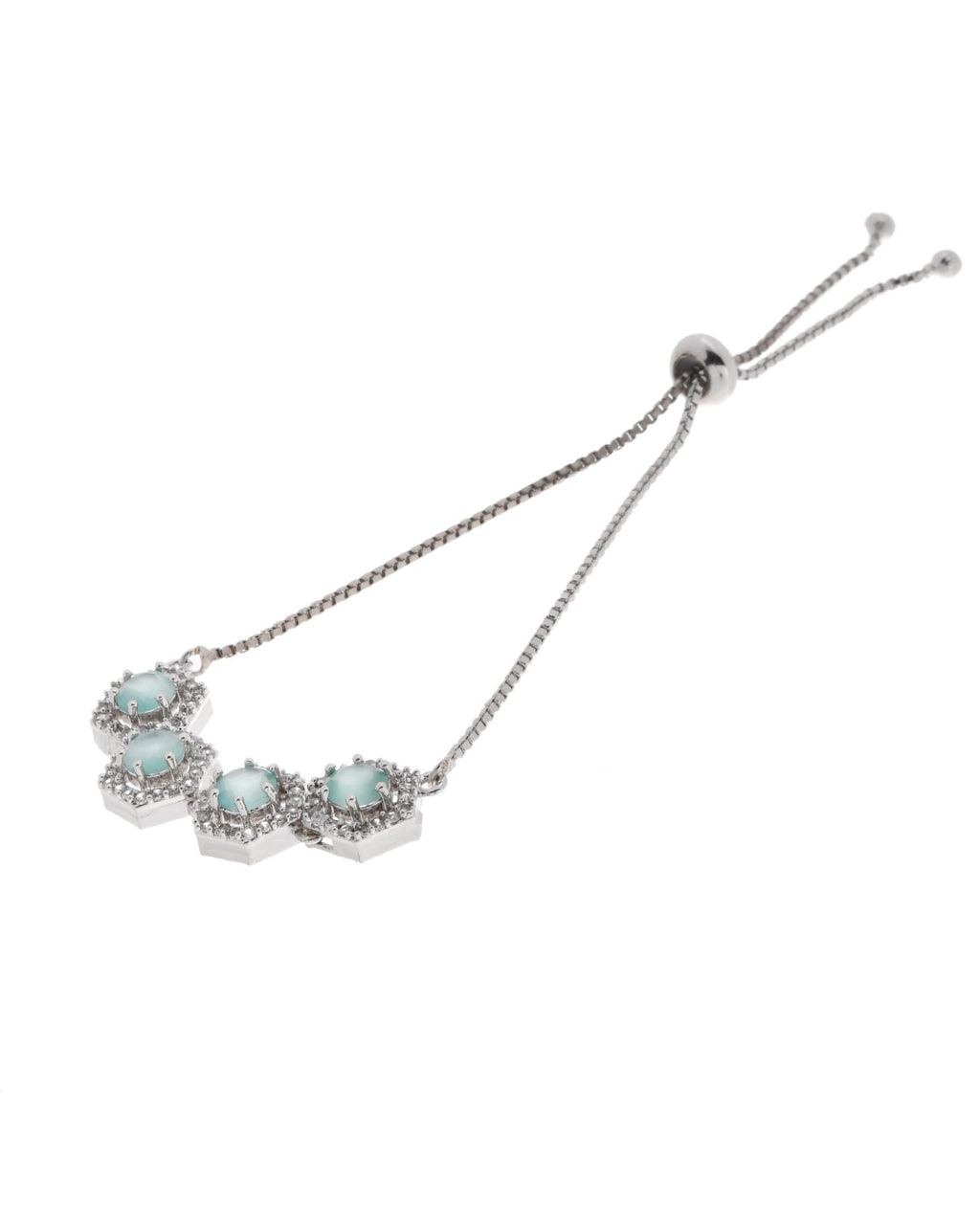 Jewels Nest Mint Green Stone Diamond-Style Adjustable Bracelet For Women - Distacart