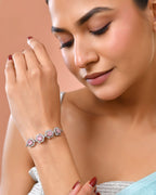 Jewels Nest Pink Stone Diamond-Style Adjustable Bracelet For Women