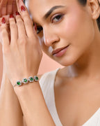 Jewels Nest Emerald Green Stone Diamond-Style Adjustable Bracelet