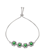 Jewels Nest Emerald Green Stone Diamond-Style Adjustable Bracelet