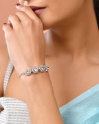 Jewels Nest Classic White Diamond-Style Adjustable Bracelet For Women