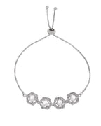 Jewels Nest Classic White Diamond-Style Adjustable Bracelet For Women
