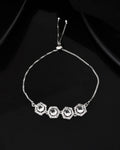 Jewels Nest Classic White Diamond-Style Adjustable Bracelet For Women