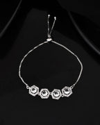 Jewels Nest Classic White Diamond-Style Adjustable Bracelet For Women