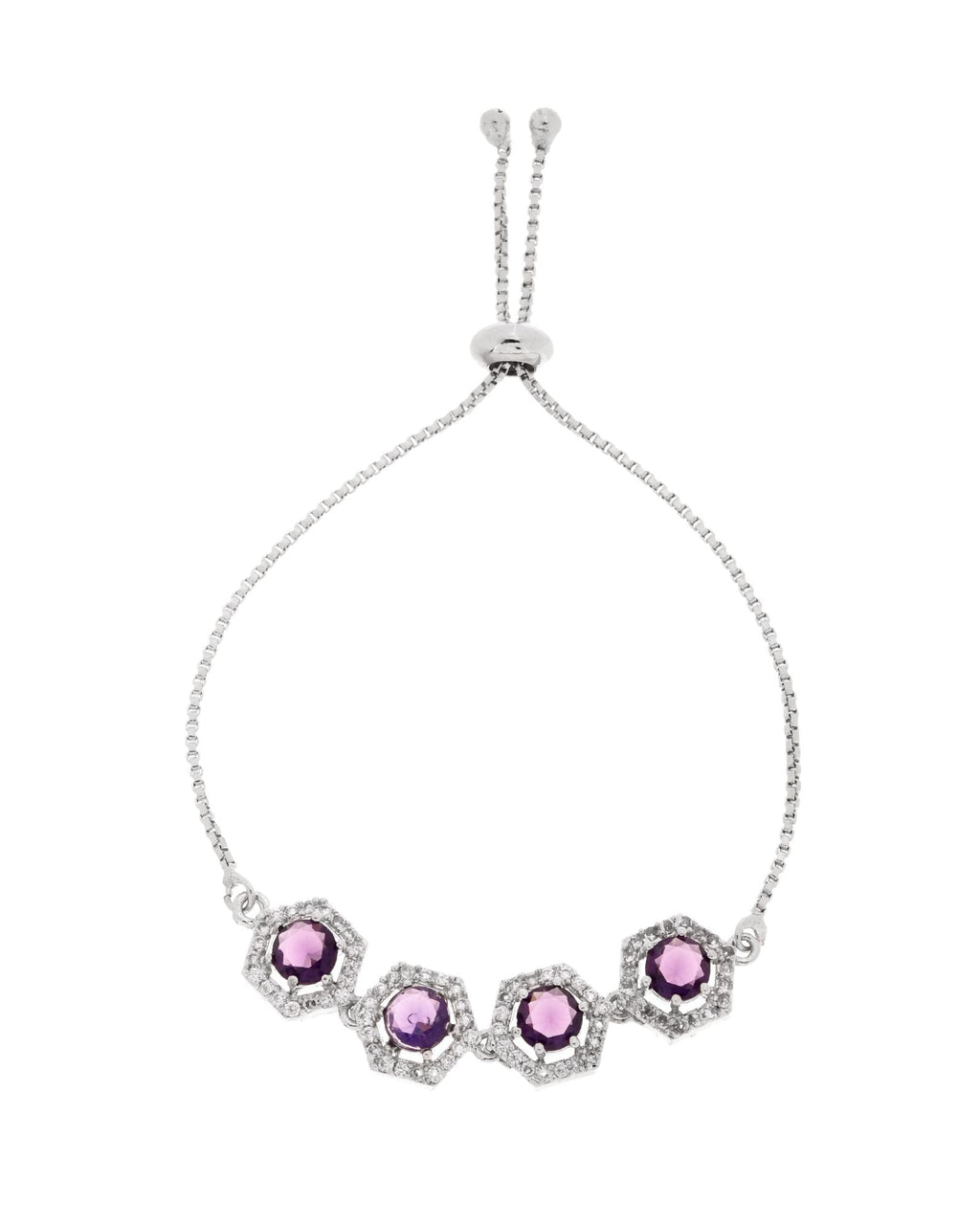 Jewels Nest Purple Stone Diamond-Style Adjustable Bracelet
