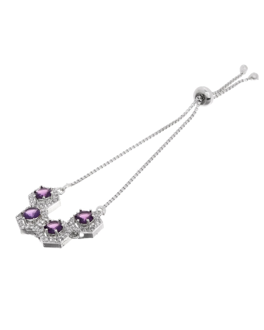 Jewels Nest Purple Stone Diamond-Style Adjustable Bracelet