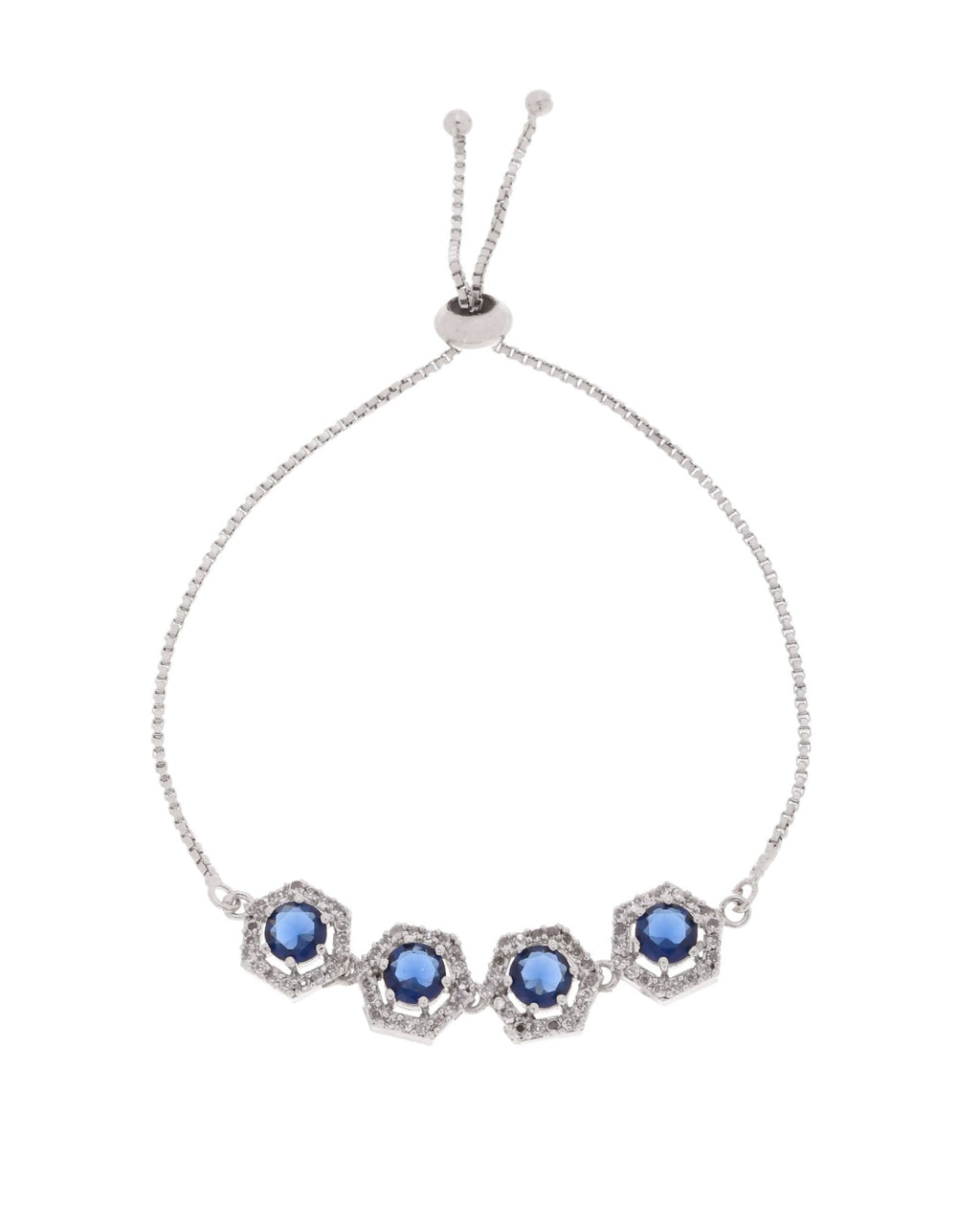 Jewels Nest Blue Stone Diamond-Style Adjustable Bracelet
